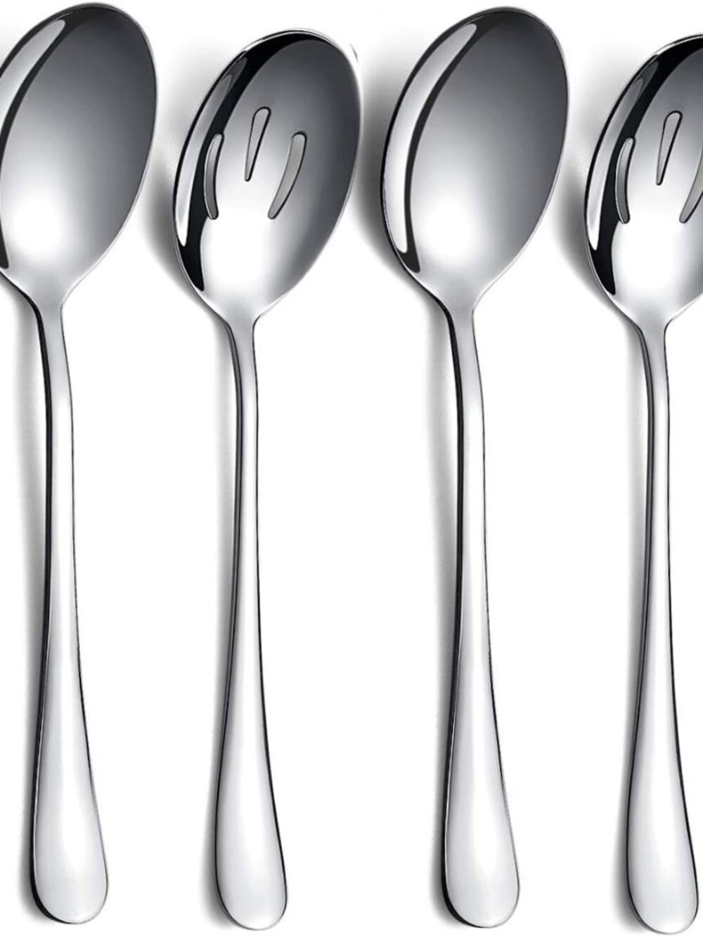 4-Piece Stainless Steel Serving Utensil Set - 2 Serving Spoons and 2 Slotted Spo